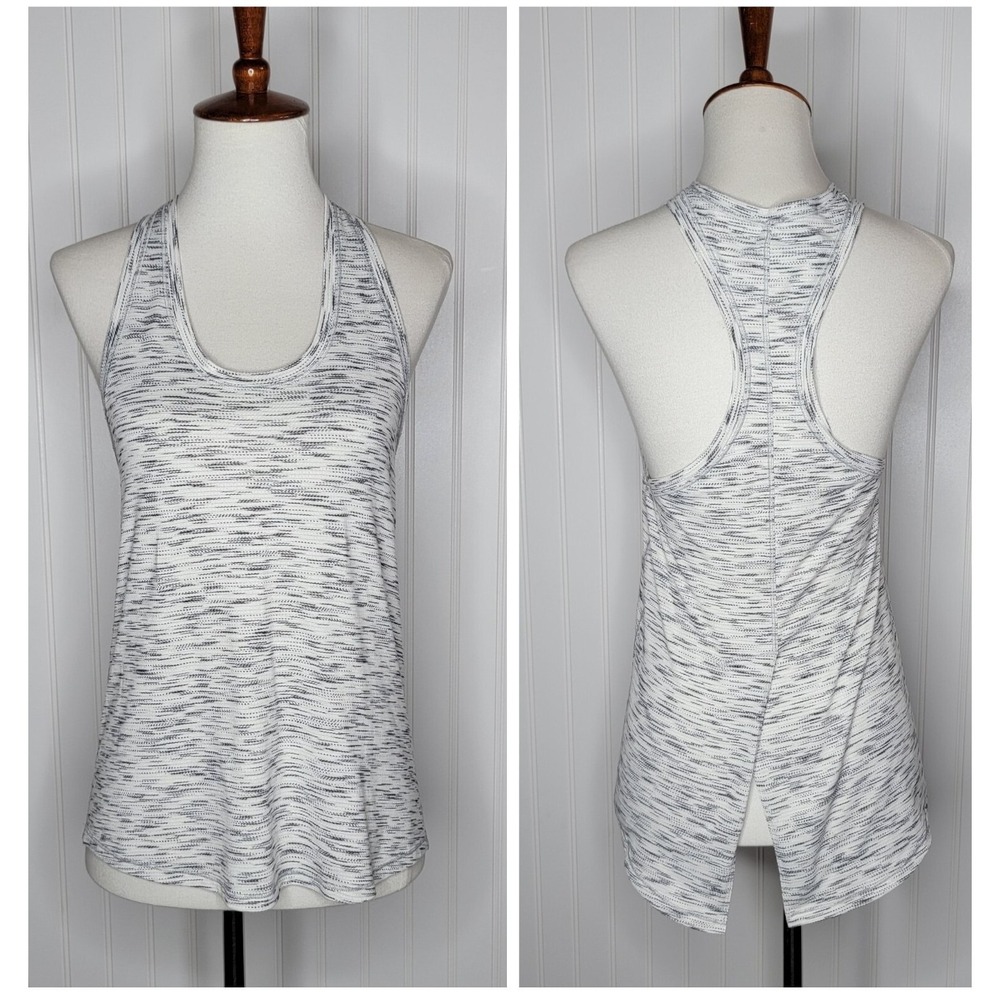 Lululemon Split Back Racerback Tank Ivory Gray Size 4 Sleeveless Yoga Tie Back